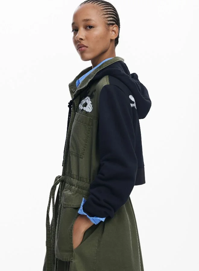 DESIGUAL Green Mickey Combined Parka for Women | Best Price UAE