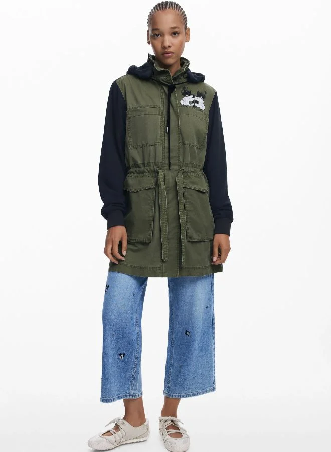 DESIGUAL Green Mickey Combined Parka for Women | Best Price UAE