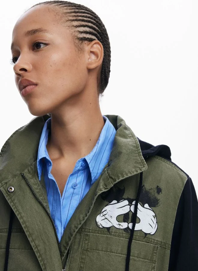 DESIGUAL Green Mickey Combined Parka for Women | Best Price UAE