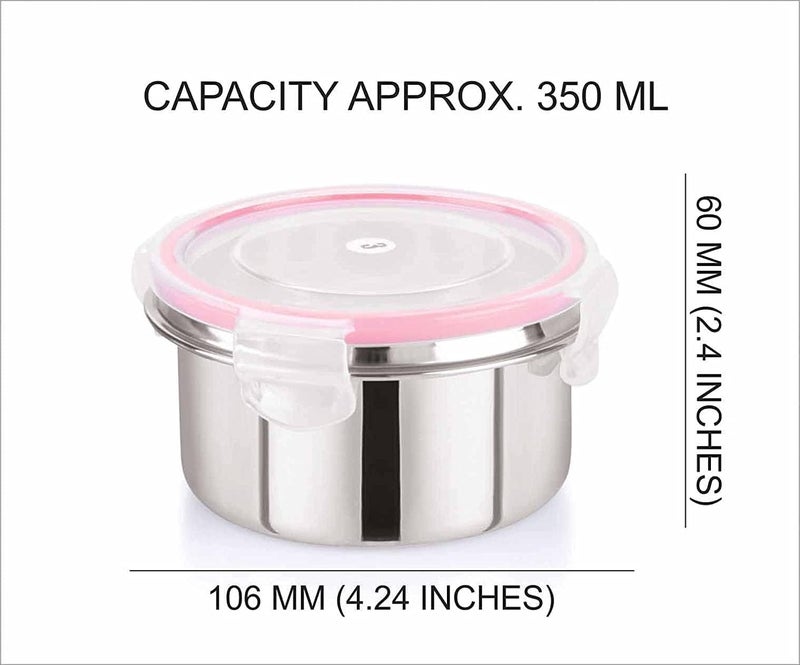 Black Olive Food Storage Box - Stainless Steel Lunch Box, 350ml Click and Seal Container, Air Tight Food Storage Box with Lid, Leak Proof Fusion Container for Daily Use in Home Office (2 Pc Set) - Image 3