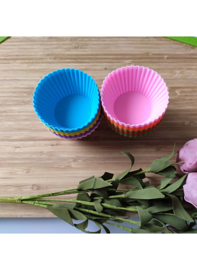Generic - Silicone Muffin Cups Round Cake Cups Silicone Pudding Cake Mold Egg Tart Mold 7g/6g - Daily Tableware Baking Tools-Specifications:7 Grams-Color:Pink - Image 1