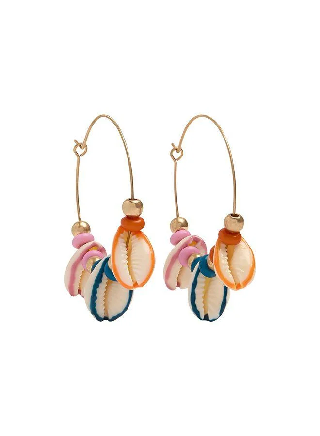 Hoop Earrings With Multicolor Enamel Cones