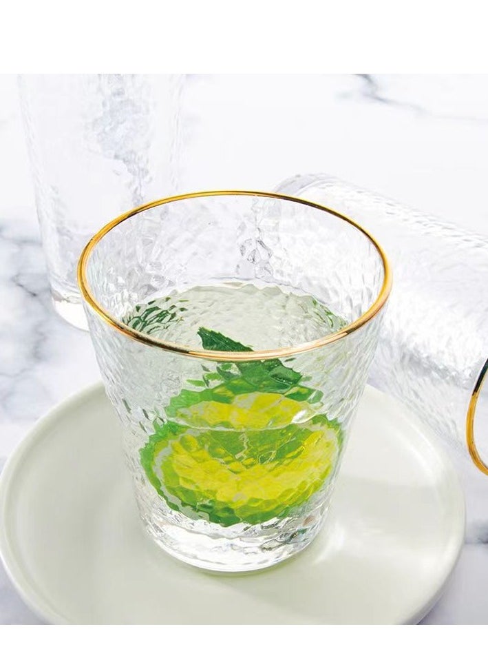 Y&D 300ml Phnom Penh Hammer Patterned Gold Glass Cup Clear/Gold 10.5 X 9.3cm  - Image 1