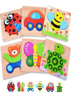 Generic Wooden Toddler Puzzles Gifts Toys for 1 2 3 Year Old Boys Girls Baby Infant Kid Learning Educational 6 Animal Shape Jigsaw Eco Friendly Child Kid Toy Birthday Gift  - Image 1