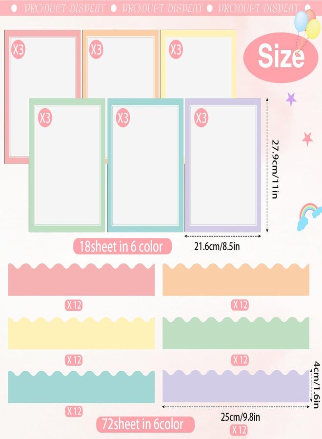 Dinifee 90 Pcs Science Fair Board Supplies Include 72 Trim Scalloped Bulletin Borders 18 Presentation Board Subtitles for Classroom Office Display(Macaron) - Image 2