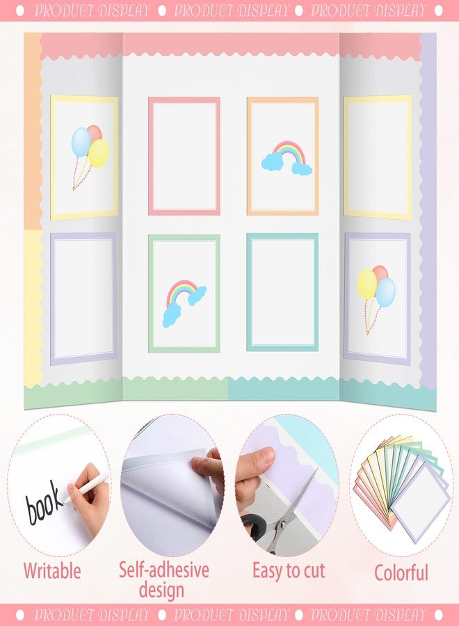 Dinifee 90 Pcs Science Fair Board Supplies Include 72 Trim Scalloped Bulletin Borders 18 Presentation Board Subtitles for Classroom Office Display(Macaron) - Image 3