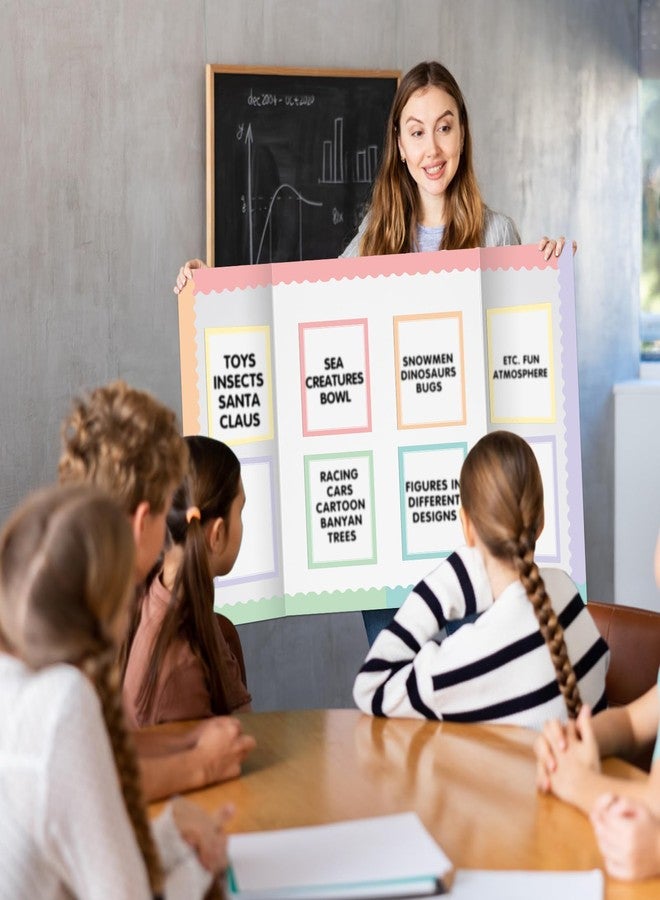 Dinifee 90 Pcs Science Fair Board Supplies Include 72 Trim Scalloped Bulletin Borders 18 Presentation Board Subtitles for Classroom Office Display(Macaron) - Image 5