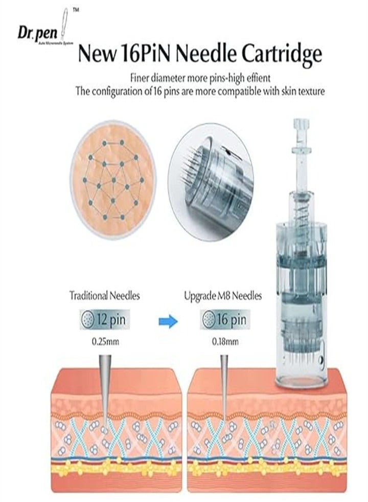 دي آر. بن قلم Dr. Pen M8 Beauty Micro-Needle الاحترافي - لاسلكي - أفضل مجموعة للعناية بالبشرة للوجه والجسم (مع خراطيش بديلة)  - Image 2