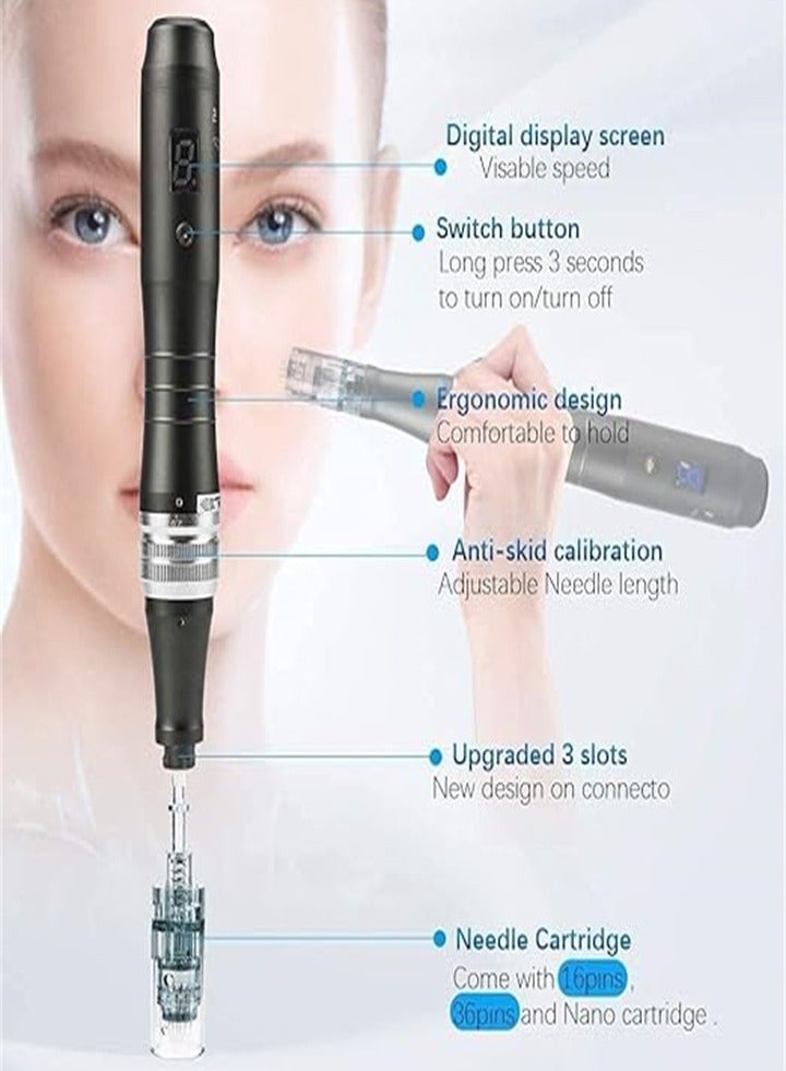 دي آر. بن قلم Dr. Pen M8 Beauty Micro-Needle الاحترافي - لاسلكي - أفضل مجموعة للعناية بالبشرة للوجه والجسم (مع خراطيش بديلة)  - Image 3