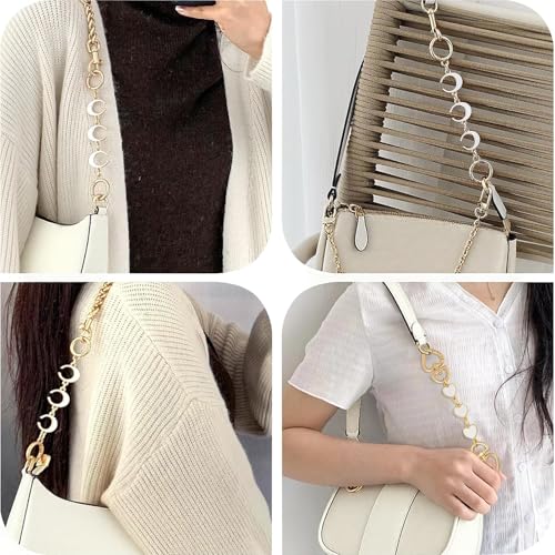 Tmtains 2Pcs Bag Extender Chain Heart Moon Purse Strap Extenders for Handbags Purse Extender Chain Gold Chain Purse Strap Replacement White Purse Accessories Bag Charms for Handbags Purse Making Supplies - Image 4
