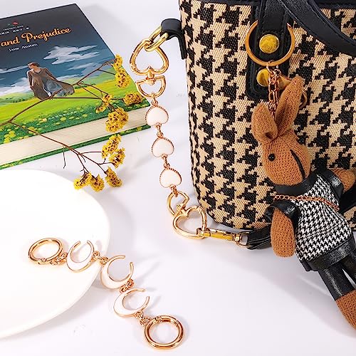 Tmtains 2Pcs Bag Extender Chain Heart Moon Purse Strap Extenders for Handbags Purse Extender Chain Gold Chain Purse Strap Replacement White Purse Accessories Bag Charms for Handbags Purse Making Supplies - Image 3