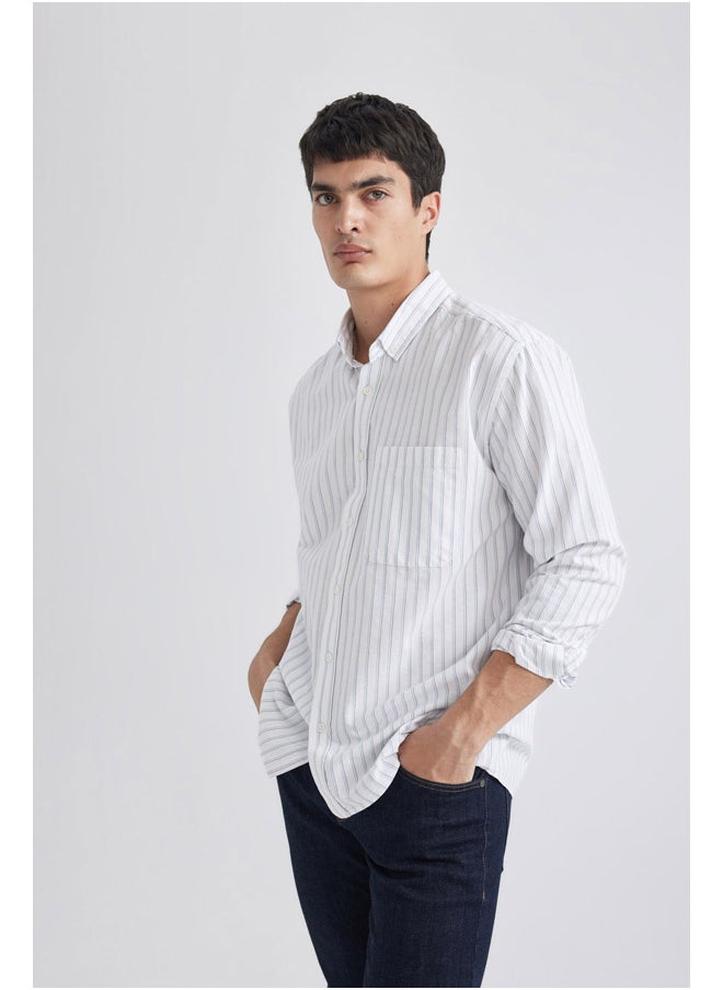 DeFacto - Man Relax Fit Button Polo Neck Woven Long Sleeve Shirt - Image 1