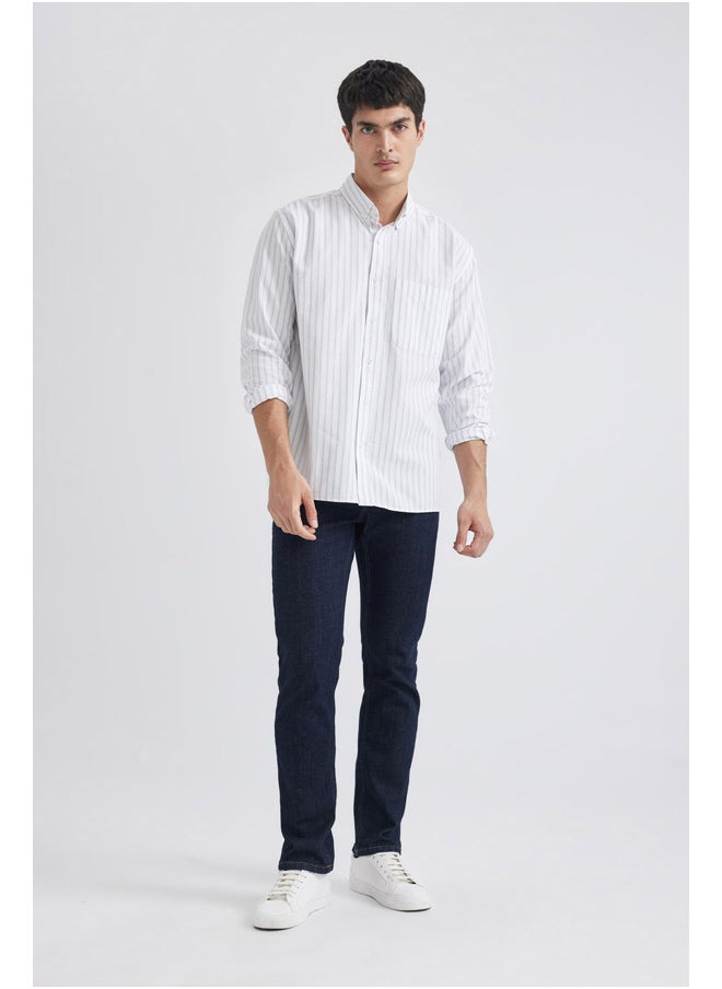 DeFacto - Man Relax Fit Button Polo Neck Woven Long Sleeve Shirt - Image 1