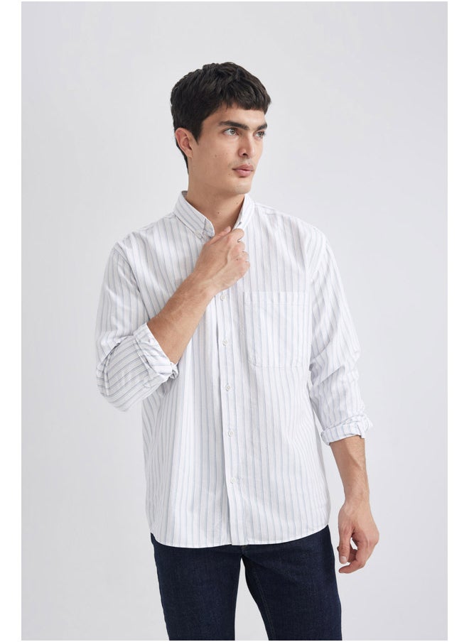 DeFacto - Man Relax Fit Button Polo Neck Woven Long Sleeve Shirt - Image 1
