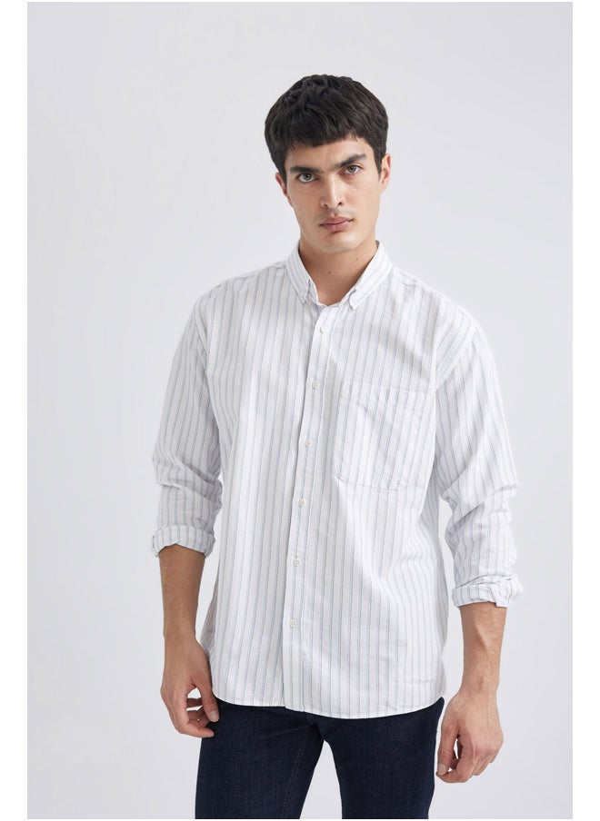 DeFacto - Man Relax Fit Button Polo Neck Woven Long Sleeve Shirt - Image 1