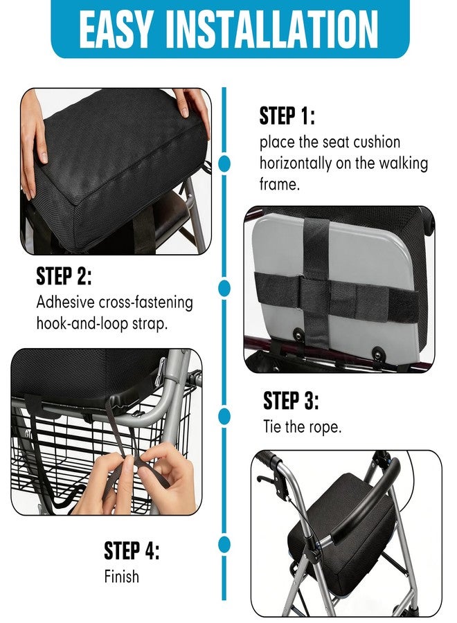 JZHLLA 18x13x3.5 Inch Rollator Walker Seat Cushion Support Pad with Breathable Mesh Cover, Adjustable Straps for Secure Fit - Image 5