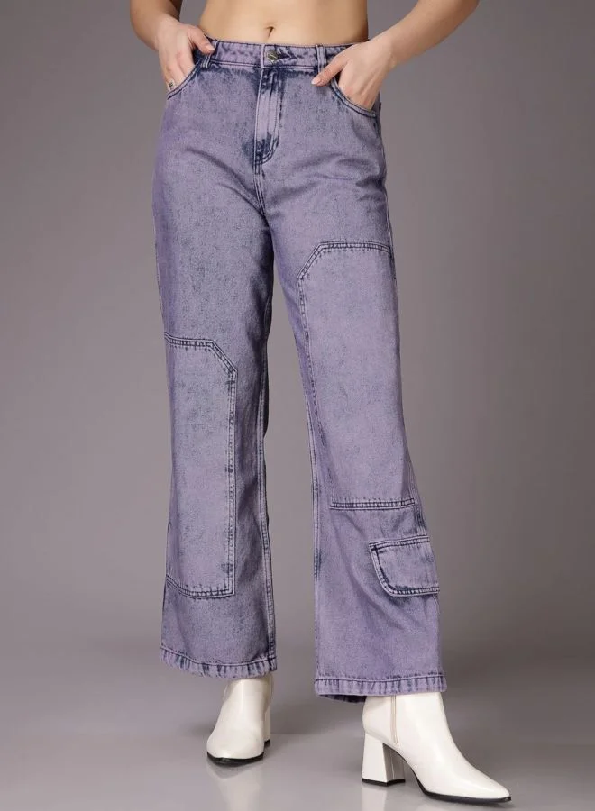Women Relaxed Fit Solid High Rise Jeans