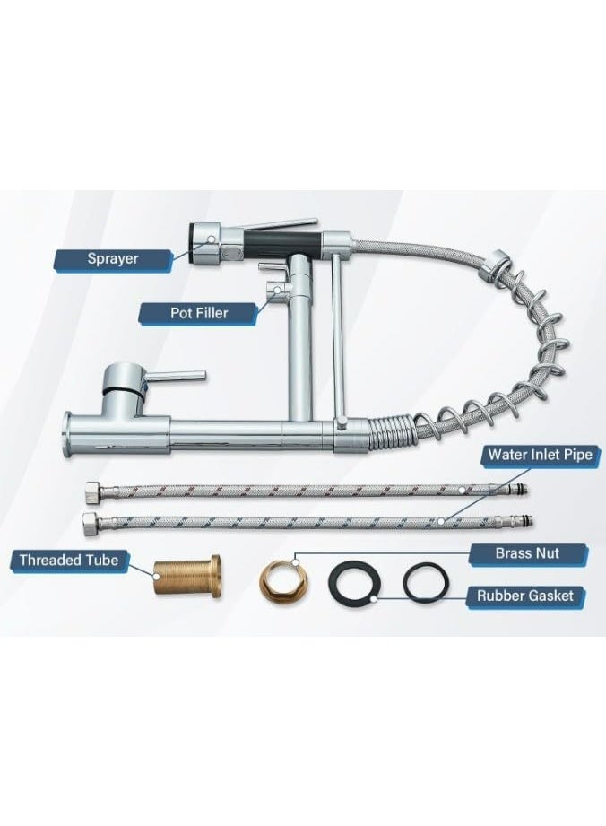 CM WD201-C Kitchen Faucet with Spring & Handheld Spray – Chrome Finish Modern Mixer Tap - Image 4