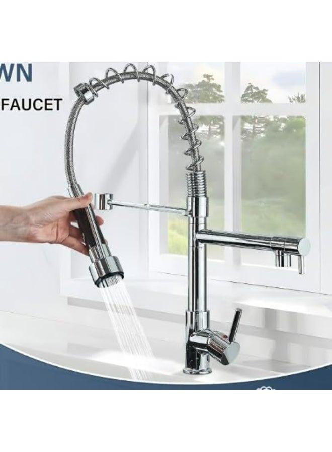 CM WD201-C Kitchen Faucet with Spring & Handheld Spray – Chrome Finish Modern Mixer Tap - Image 2