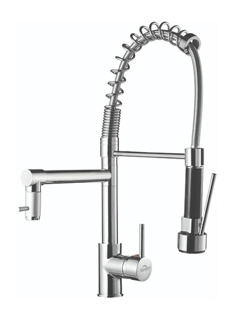 CM WD201-C Kitchen Faucet with Spring & Handheld Spray – Chrome Finish Modern Mixer Tap - Image 1