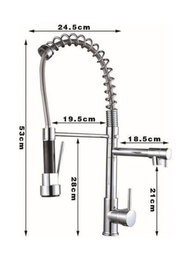 CM WD201-C Kitchen Faucet with Spring & Handheld Spray – Chrome Finish Modern Mixer Tap - Image 5