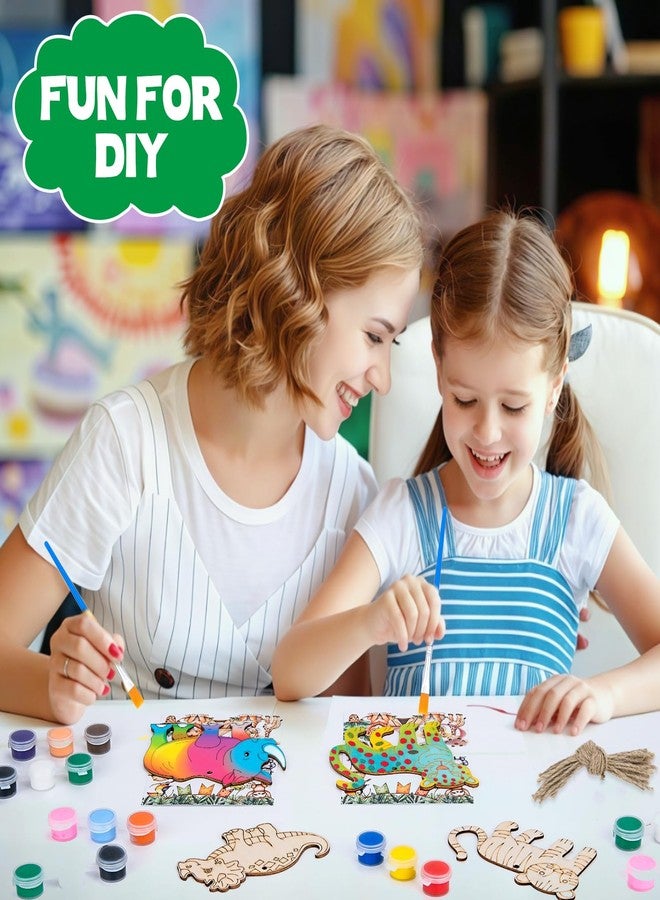 Meetory Safari Party Favors - 24 PCS Jungle Craft Kits Party Supplies DIY Safari Jungle Wooden Painting Kit Wooden Coloring Crafts Wild Animals Birthday Goodie Bags Gifts Prizes - Image 5