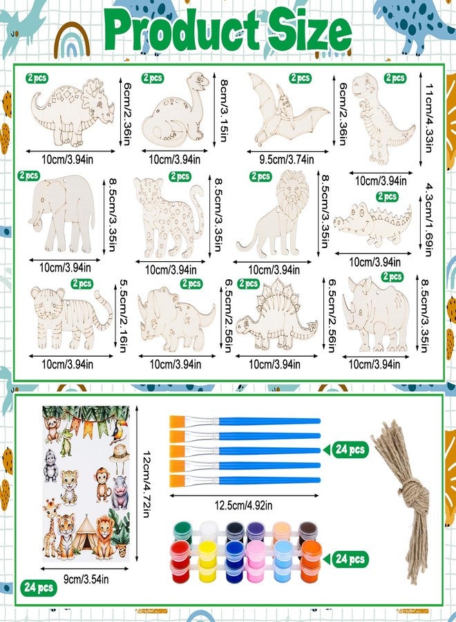 Meetory Safari Party Favors - 24 PCS Jungle Craft Kits Party Supplies DIY Safari Jungle Wooden Painting Kit Wooden Coloring Crafts Wild Animals Birthday Goodie Bags Gifts Prizes - Image 2