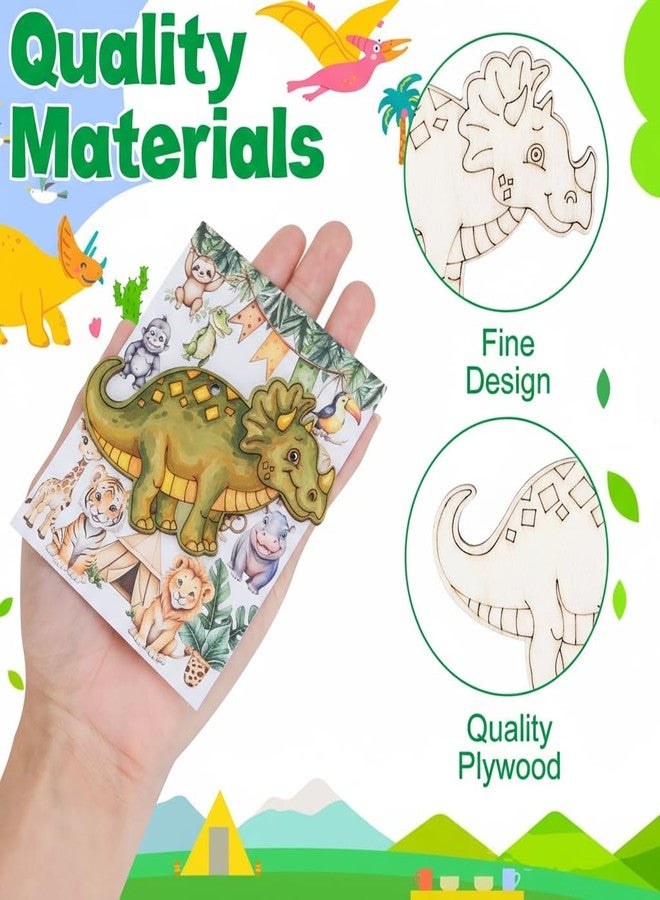 Meetory Safari Party Favors - 24 PCS Jungle Craft Kits Party Supplies DIY Safari Jungle Wooden Painting Kit Wooden Coloring Crafts Wild Animals Birthday Goodie Bags Gifts Prizes - Image 3