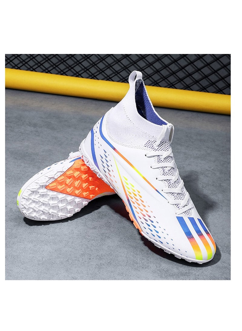 xozgdovg Short spike sneakers TF training shoes Football shoes non-slip (short spike bright white) 36 size - Image 1