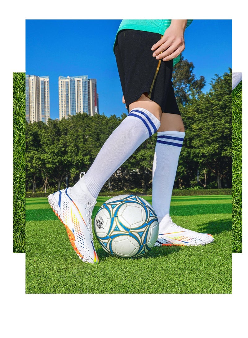 xozgdovg Short spike sneakers TF training shoes Football shoes non-slip (short spike bright white) 36 size - Image 2