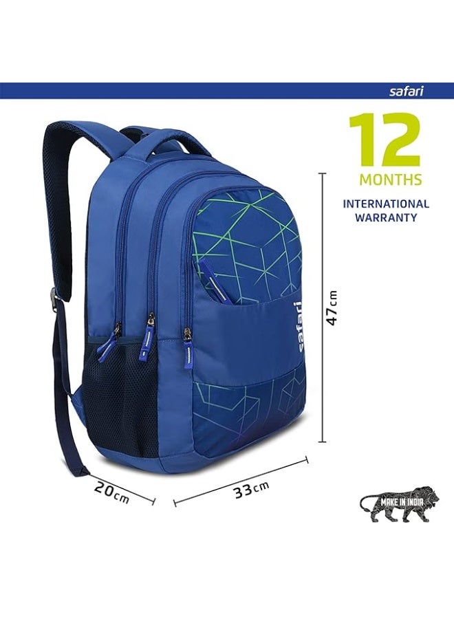 Safari Hitech Large Size 35 Ltrs Water Resistant Standard 4 Compartment Backpack - Blue - Image 4