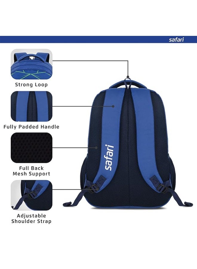 Safari Hitech Large Size 35 Ltrs Water Resistant Standard 4 Compartment Backpack - Blue - Image 2