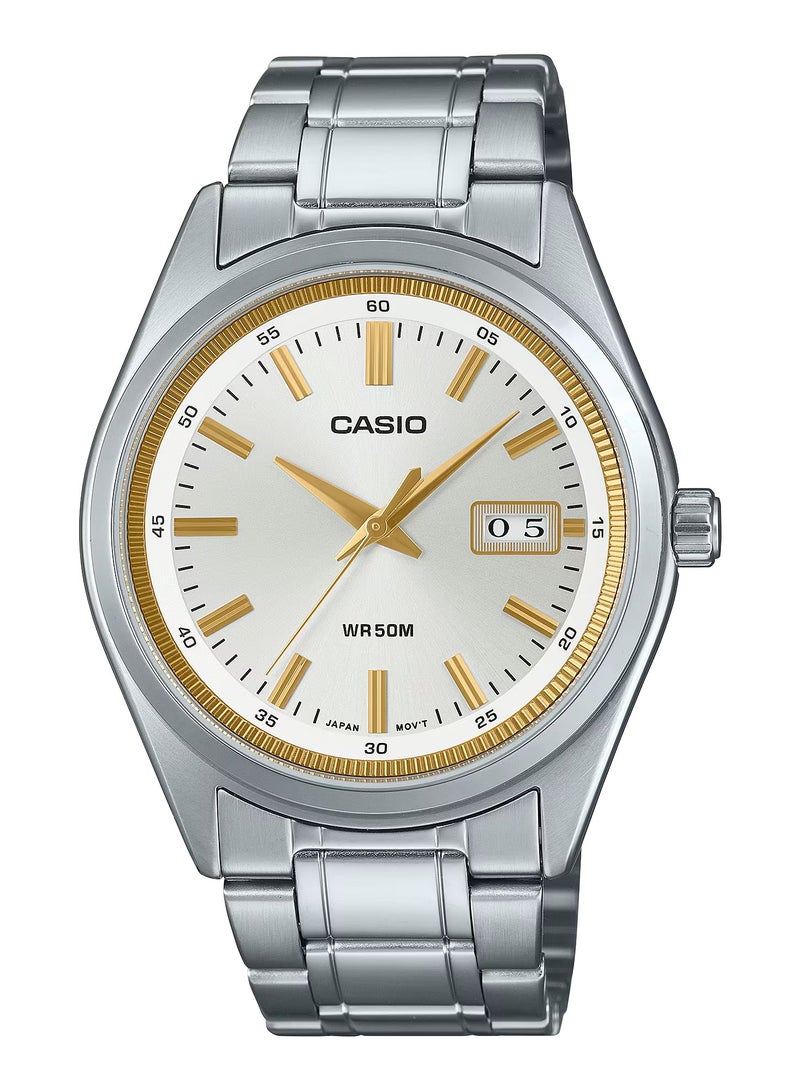 Standard Quartz Analog Stainless Steel Two Tone Dial With Date Display Mens Watch MTP-B180D-7AV