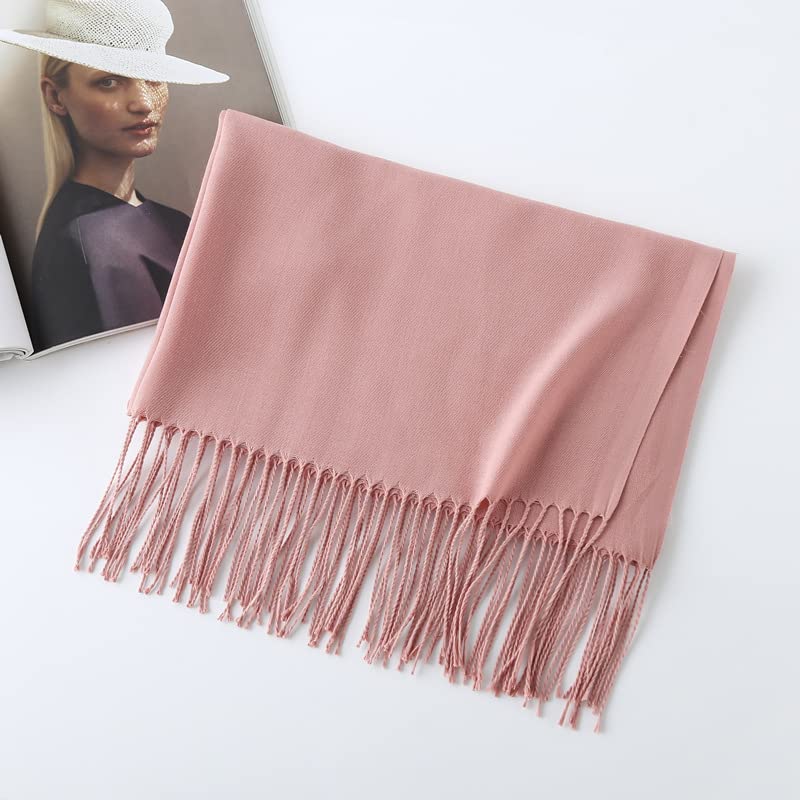 Alexvyan Pink Plain Winter Stole Warm Long Stoles Shawls Long Solid Scarves Woolen Women Casual Scarf Soft Wrap for Casual Formal Occassions- 200CM*70CM - Image 4
