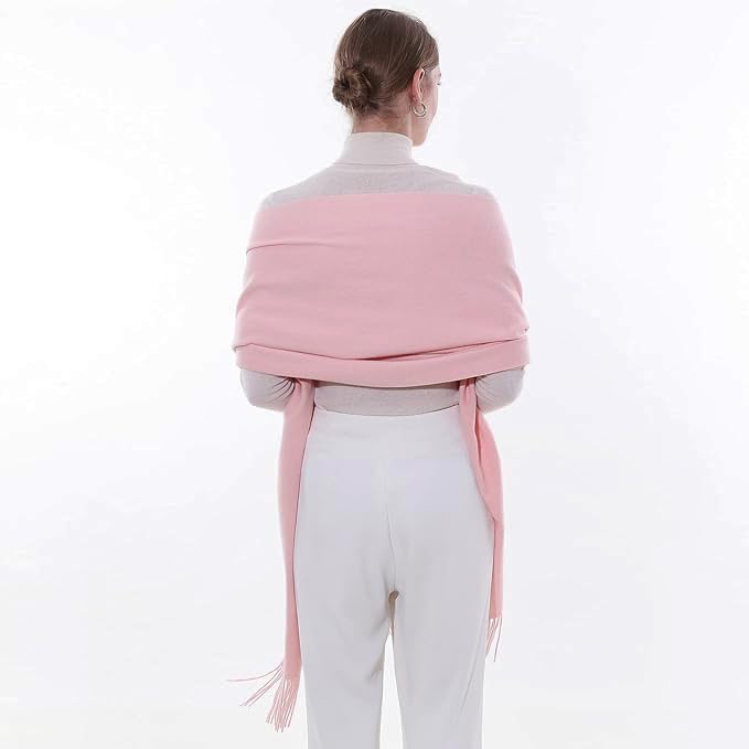 Alexvyan Pink Plain Winter Stole Warm Long Stoles Shawls Long Solid Scarves Woolen Women Casual Scarf Soft Wrap for Casual Formal Occassions- 200CM*70CM - Image 5