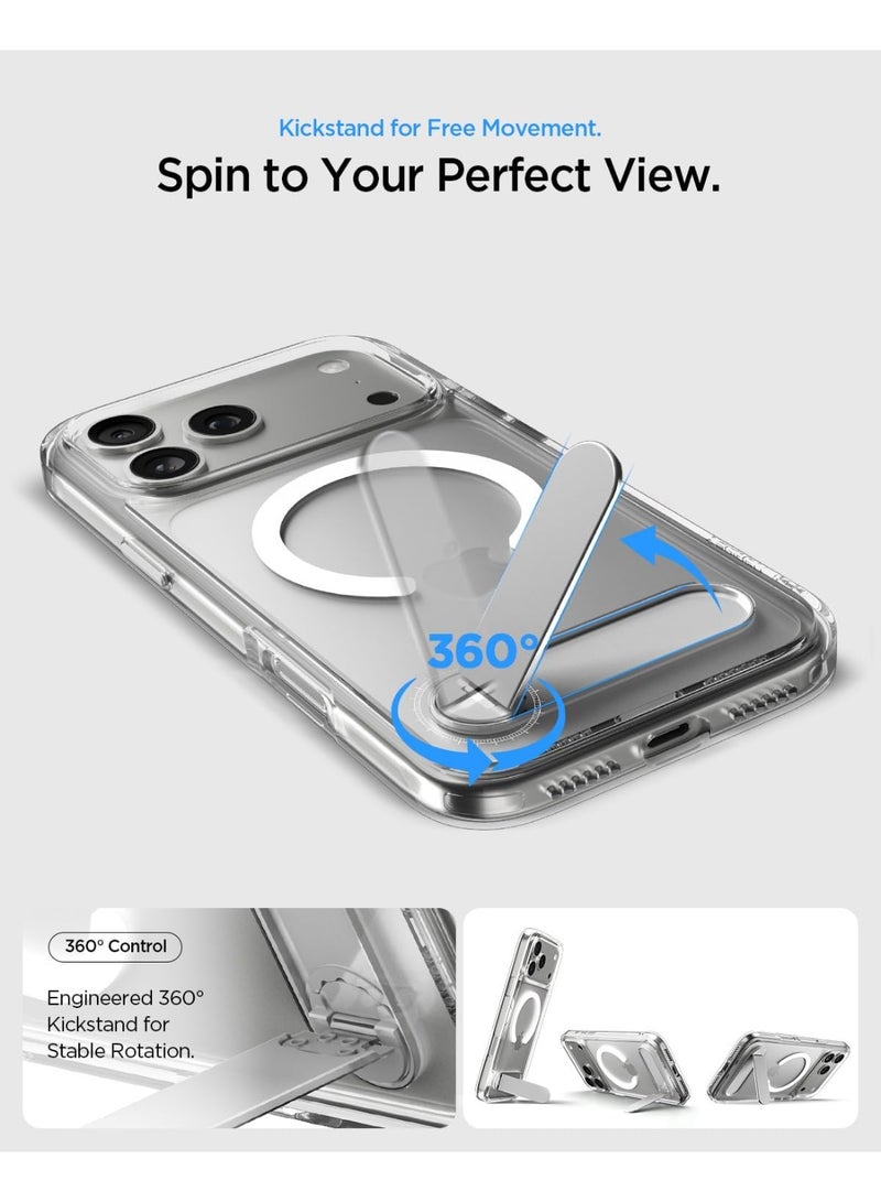 Spigen Ultra Hybrid S MagFit iPhone 17 Pro MAX Case Cover MagSafe with Kickstand [TPU Covered Camera Control] - Clear White - Image 2