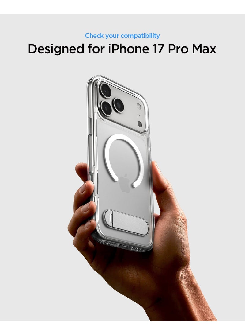 Spigen Ultra Hybrid S MagFit iPhone 17 Pro MAX Case Cover MagSafe with Kickstand [TPU Covered Camera Control] - Clear White - Image 3