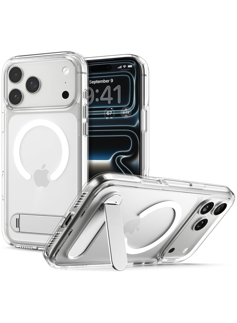 Spigen Ultra Hybrid S MagFit iPhone 17 Pro MAX Case Cover MagSafe with Kickstand [TPU Covered Camera Control] - Clear White - Image 1