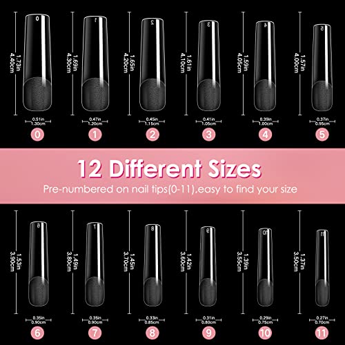 Ranrose Long Straight Nails Tips,240PCS Full Cover Soft Gel Nail Tips for Acrylic Nails Professional 12 Size Pre-shaped XXL Straight Shape False Nail Half Matte Fake Nail for Press On Nail Extensions - Image 4