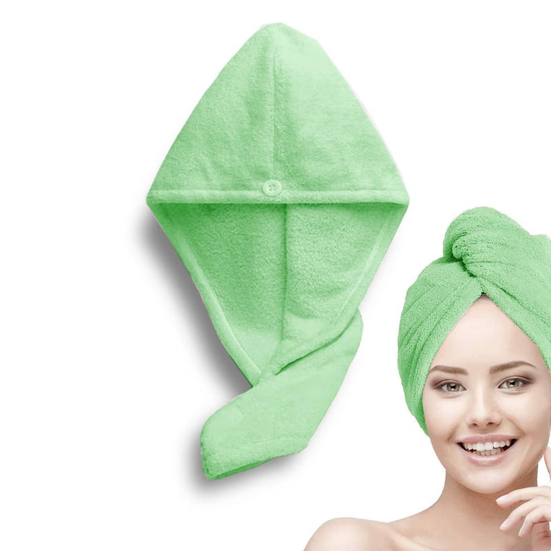 Status Contract Set of 4 Hair Towel Super Absorbent Quick Dry Towel Bathrobe Magic Hair Warp Towel Super Quick-Drying Microfiber Bath Towel Bath Towel (Green) - Image 1