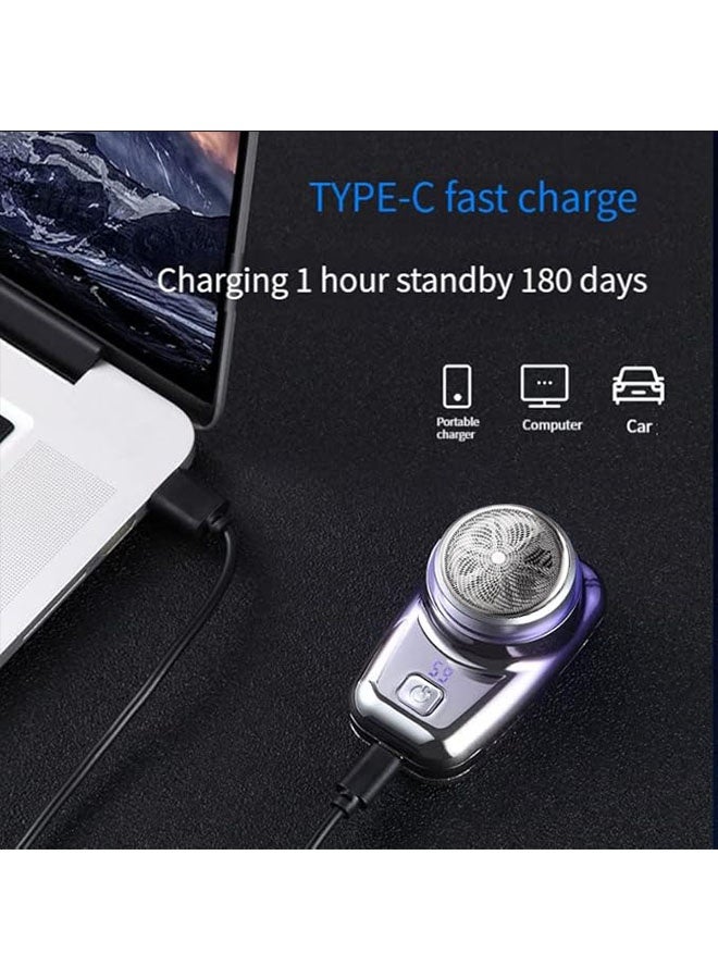 Mini Waterproof Portable Electric Shaver with LED Display, Pocket Size Shaver Wet and Dry Razor for Men, Type C Fast Charging, Professional Shaver for Home, Car, Travel, Shaving, Blue - Image 5