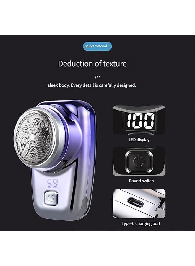 Mini Waterproof Portable Electric Shaver with LED Display, Pocket Size Shaver Wet and Dry Razor for Men, Type C Fast Charging, Professional Shaver for Home, Car, Travel, Shaving, Blue - Image 4