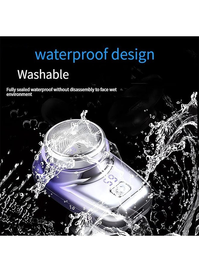 Mini Waterproof Portable Electric Shaver with LED Display, Pocket Size Shaver Wet and Dry Razor for Men, Type C Fast Charging, Professional Shaver for Home, Car, Travel, Shaving, Blue - Image 3