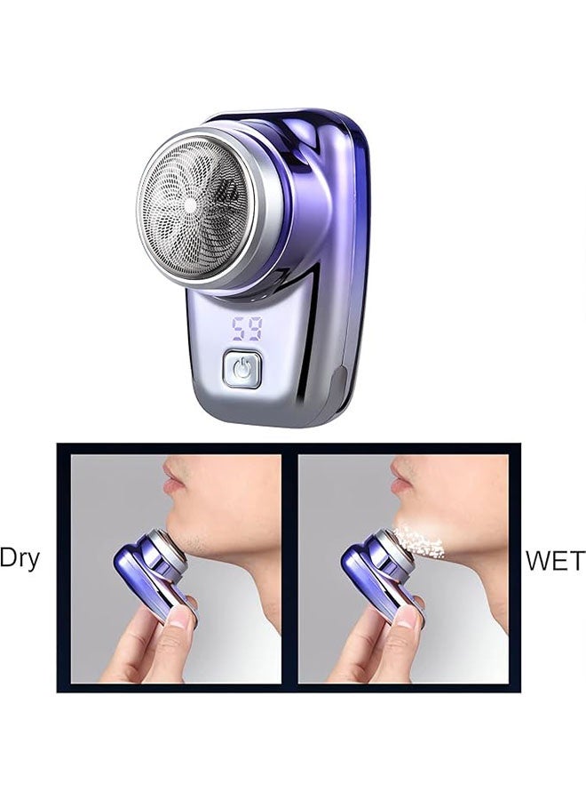 Mini Waterproof Portable Electric Shaver with LED Display, Pocket Size Shaver Wet and Dry Razor for Men, Type C Fast Charging, Professional Shaver for Home, Car, Travel, Shaving, Blue - Image 2