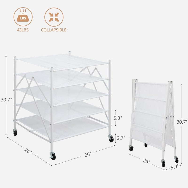 STORAGE MANIAC Sweater Drying Rack, Mesh Clothes Drying Rack, Stackable Laundry Drying Rack, Lay Flat Dryer for Delicates, Portable Dry Rack for Indoor or Outdoor, White, 5 Tier Foldable - Image 3
