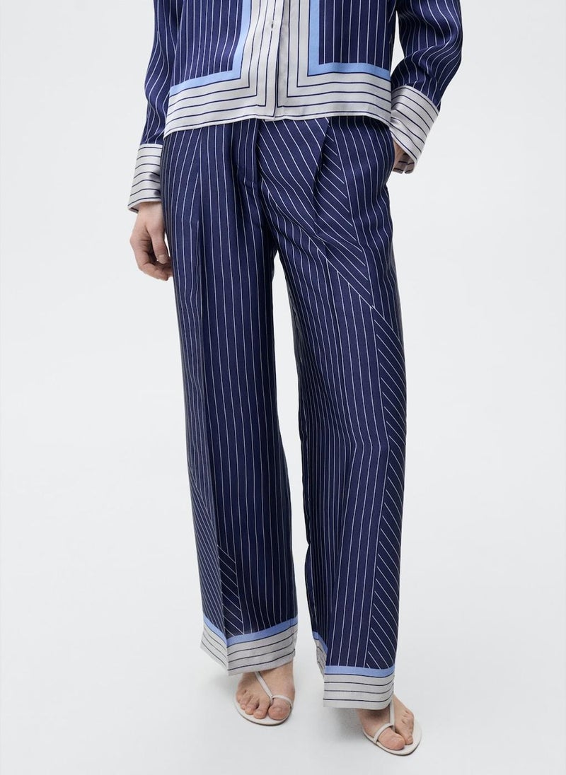 MANGO - Satin Trousers With Combined Stripes - Image 1