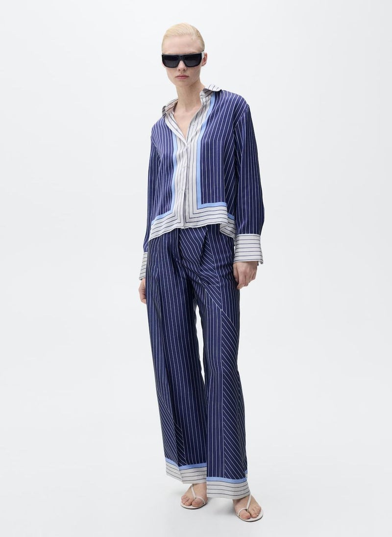 MANGO - Satin Trousers With Combined Stripes - Image 1