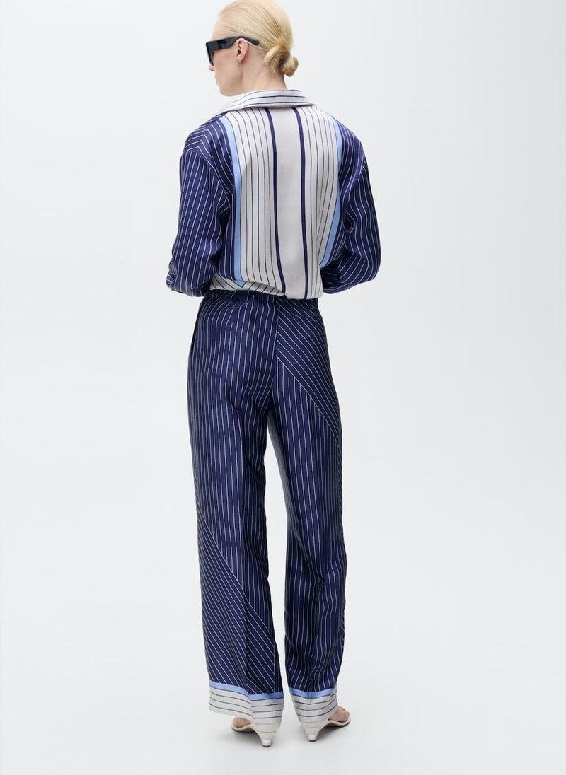 MANGO - Satin Trousers With Combined Stripes - Image 1