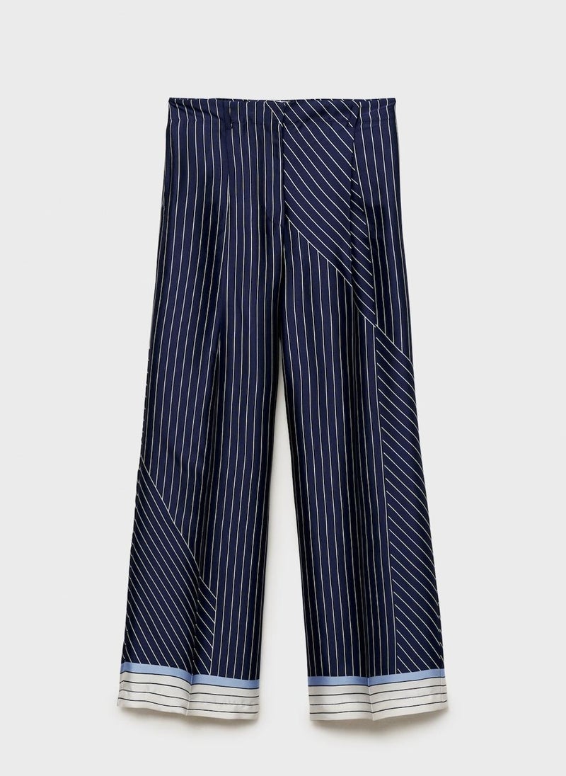 MANGO - Satin Trousers With Combined Stripes - Image 1