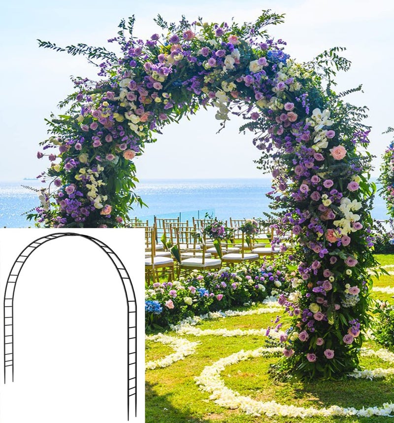 Queension Extra Large Garden Arch 7.2Ft Wide 9.2Ft High, Wedding Arch for Ceremony, Outdoor Garden Trellis for Climbing Plant, Metal Balloon Arches Backdrop Stand with Prongs Base, Black - Image 1